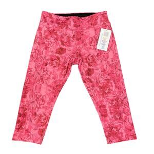 LuLaRoe Pink Floral Athletic Pull On Stretch Cropped Leggings Jade Women's sz M